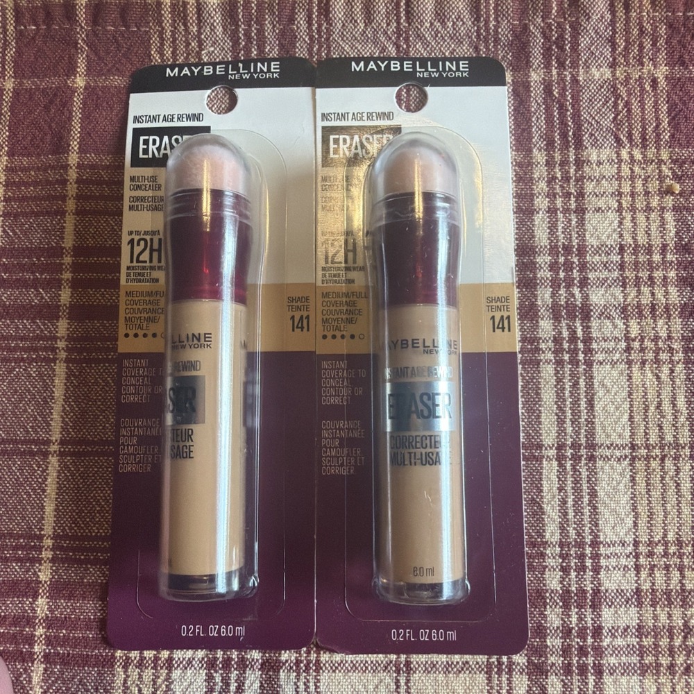 LOT OF 2 Maybelline Instant Age Rewind Eraser Multi Use Concealer Shade #141 NEW
